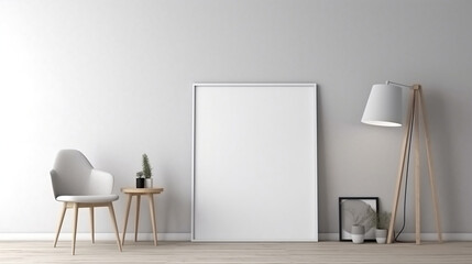 Minimal interior white picframe