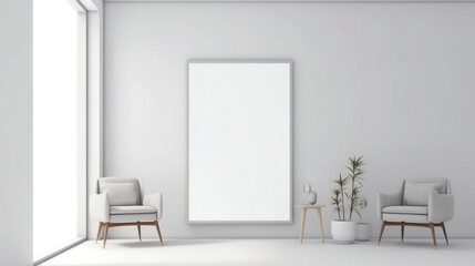 Minimal interior white picframe
