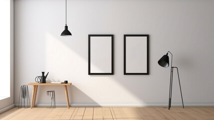 Minimal interior white picframe