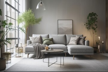 cozy living room with abundant natural light and comfortable furniture. Generative AI