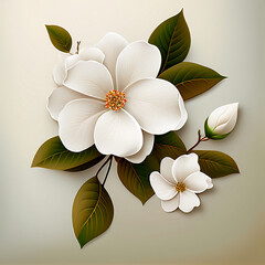 Beautiful white flowers background. Close up. Generate AI illustration.