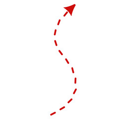 Red dotted line arrow.	
