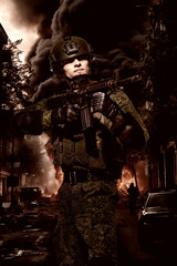 soldier at war