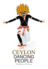 Sri Lankan Traditional Dance Vector Illustration Art