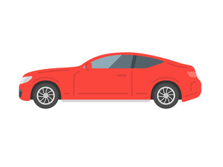 Obraz na płótnie Canvas 横から見た、自動車の、赤色のクーペのイラスト