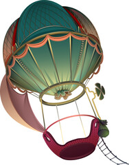 Retro hot air balloon steampunk vehicle aeronautics