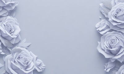 white roses on blue background ai generative