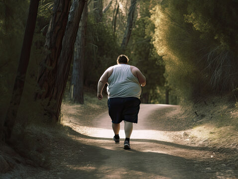 overweight male going for a run workout, generated AI, generated, AI