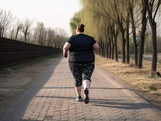 Fototapeta premium Obese woman exercising, generated AI, generated, AI