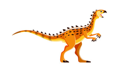 Cartoon Scutellosaurus dinosaur character, Jurassic dino and cute reptile, vector kids paleontology. Scutellosaurus dinosaur or extinct prehistoric thyreophoran dino for kids toy or education