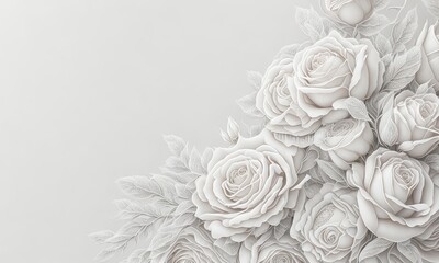 white roses on black background ai generative