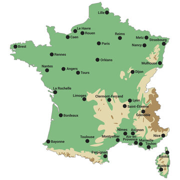 Map of France with cities