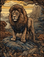 Naklejka premium AI Lion