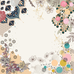 scarf desain with flower and abstract pattern