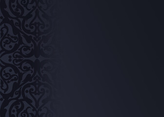 Obraz na płótnie Canvas Blue and black wallpaper with a dark blue background .Arabesque shadow, you can use it as overlay layer on any photo.Abstract background with traditional ornament
