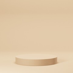Gold geometric pedestal podium with Minimal circle backdrop an pillar  . abstract studio room . Minimal scene for cosmetic products. Promotion , Showcase display. 3D rendering