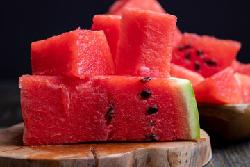 Sliced sweet watermelon of red color