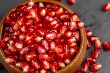 Red ripe pomegranate seeds with lots of juice