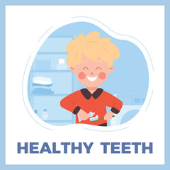 Squared banner about health teeth flat style, vector illustration