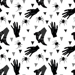 Gothic seamless pattern in the style of Wednesday. Vector illustration, flat style. For fabric, clothing, background, design, wrapping paper.