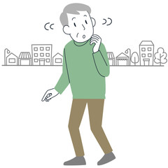 認知症のため場所が分からなくなって戸惑うシニア男性