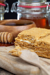Sweet cake with lots of thin honey cakes