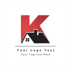 initial K logo with real estate symbol