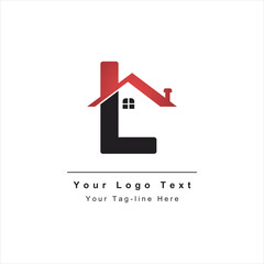 letter L with house roof logo icon