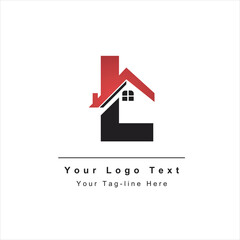 letter L logo with real estate design icon symbol