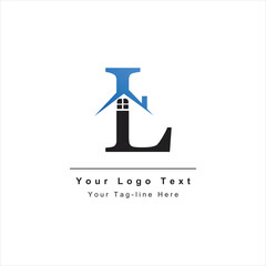 initial L with roof house logo combination