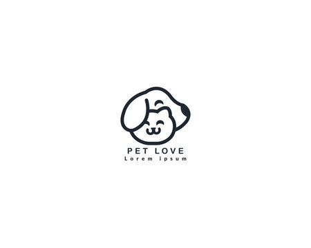 Dog and cat logo design template vector, line of pet logo design suitable for pet shop, store, caffe, business, hotel, veterinary clinic, Domestic animal vector illustration logotype, sign, symbol.