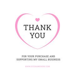 Thank you for purchase business support heart pink social media post design template vector