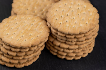 fresh crunchy cookies with chocolate filling