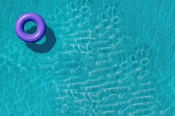 Fototapeta na wymiar Water ripple background with purple inflatable ring created with Generative AI technology