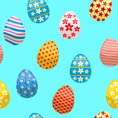 Easter seamless pattern, eggs festive spring background