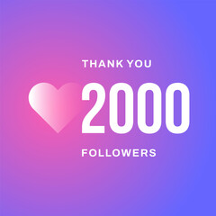 Thank you followers internet blog community celebrate like heart design template vector flat