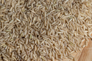 Unprocessed healthy dark rice, close up