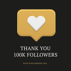 Thank you 100k follower golden like quick tips appreciation social media post design template vector