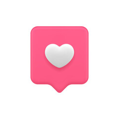 Like heart internet notice social media communication virtual notification 3d icon realistic vector