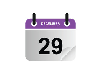 29th December calendar icon. Calendar template for the days of December.