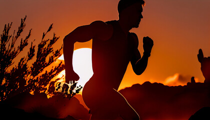the dedication and perseverance of an athlete pushing themselves to new limits in this stunning silhouette image, training at sunrise against a vibrant sky, embodying the discipline and motivation req