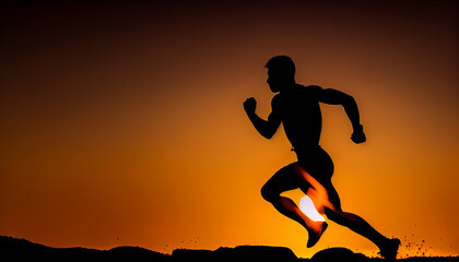 Fototapeta na wymiar the dedication and perseverance of an athlete pushing themselves to new limits in this stunning silhouette image, training at sunrise against a vibrant sky, embodying the discipline and motivation req