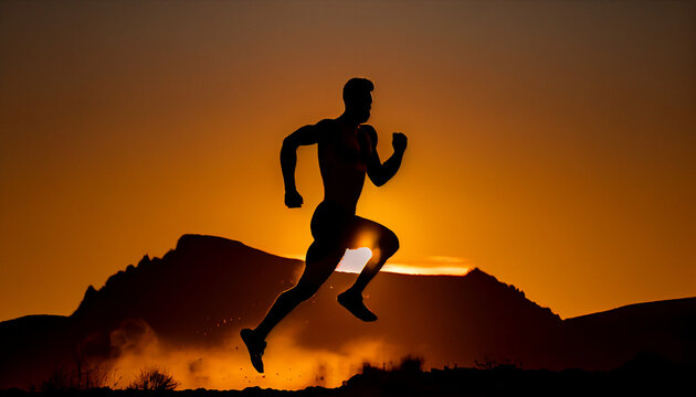 the dedication and perseverance of an athlete pushing themselves to new limits in this stunning silhouette image, training at sunrise against a vibrant sky, embodying the discipline and motivation req