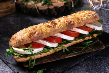 ham and sandwich on a plate