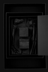 Black packing box for your beautiful gift, background for design