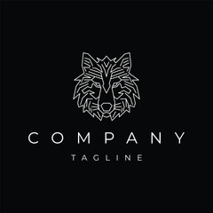 Wolf head linear geometric icon logo design vector template