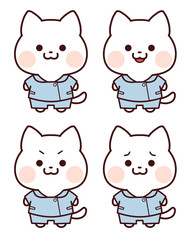 看護師服を着た白猫セット