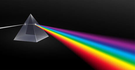 electromagnetic color prism light refraction spectral. 3d illustrator.