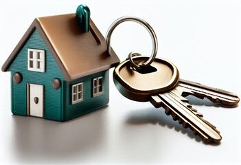 Haustürschlüssel mit einem Haus als Schlüsselanhänger - Generative Ai 