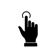 Click Gesture, Hand Cursor of Computer Mouse Black Silhouette Icon. Pointer Finger Glyph Pictogram. Swipe Double Press Touch Point Tap on Cyberspace Website Sign. Isolated Vector Illustration